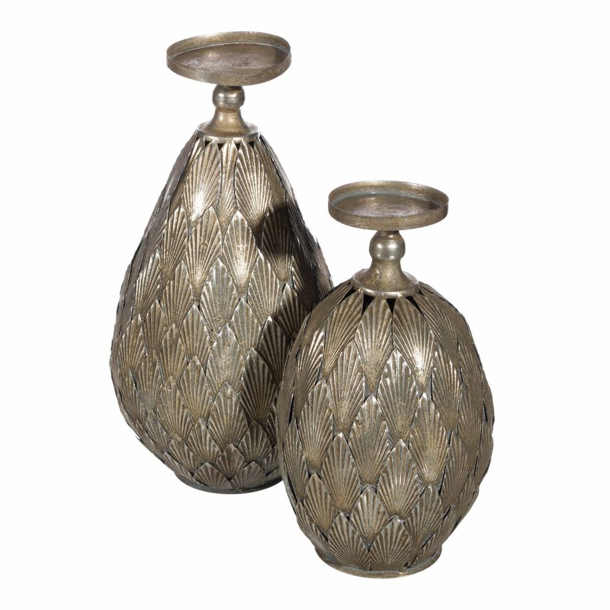Ljusstakar Metall Silver 18 x 18 x 35 cm